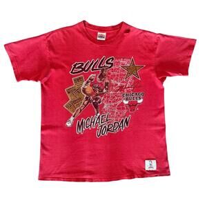 Michael Jordan Bulls Nutmeg T-Shirt Red Graphic Nba Basketball